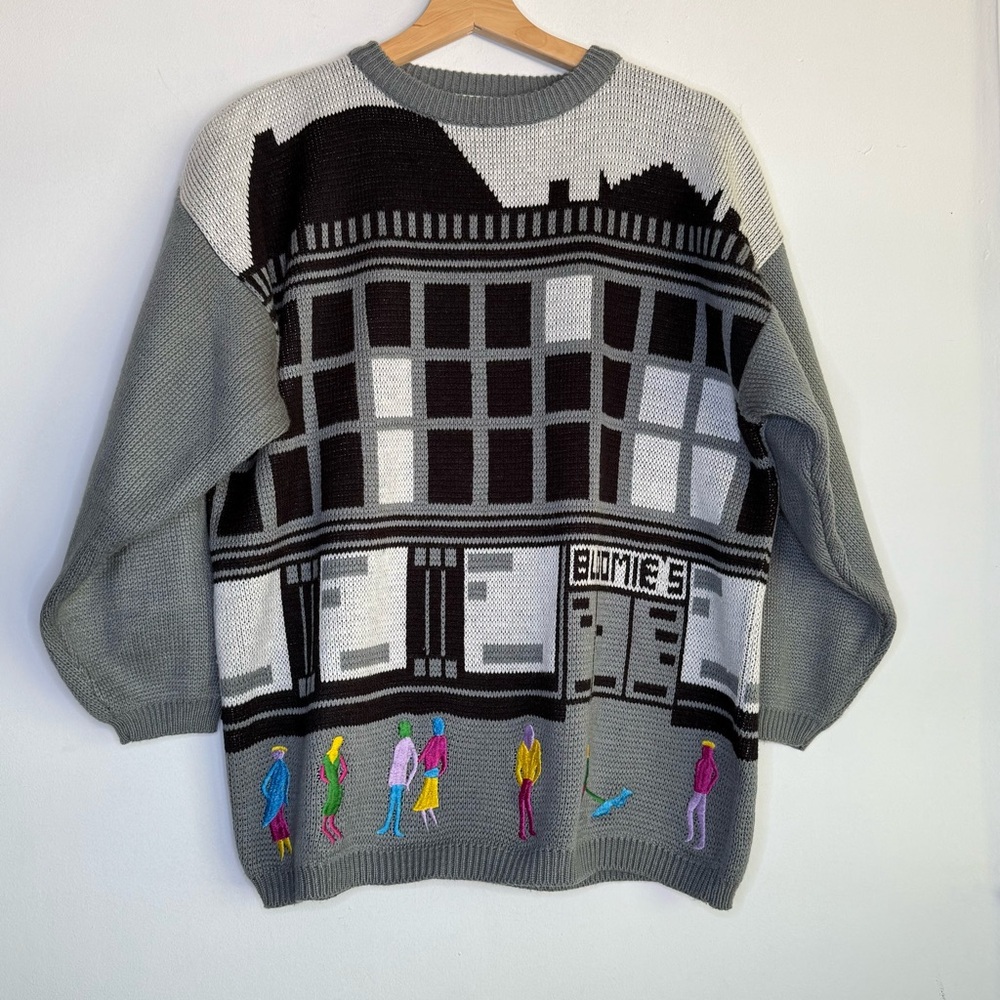 Vintage 80s Bloomingdale’s Next Generation Bloomies Storefront Pop Art Sweater M